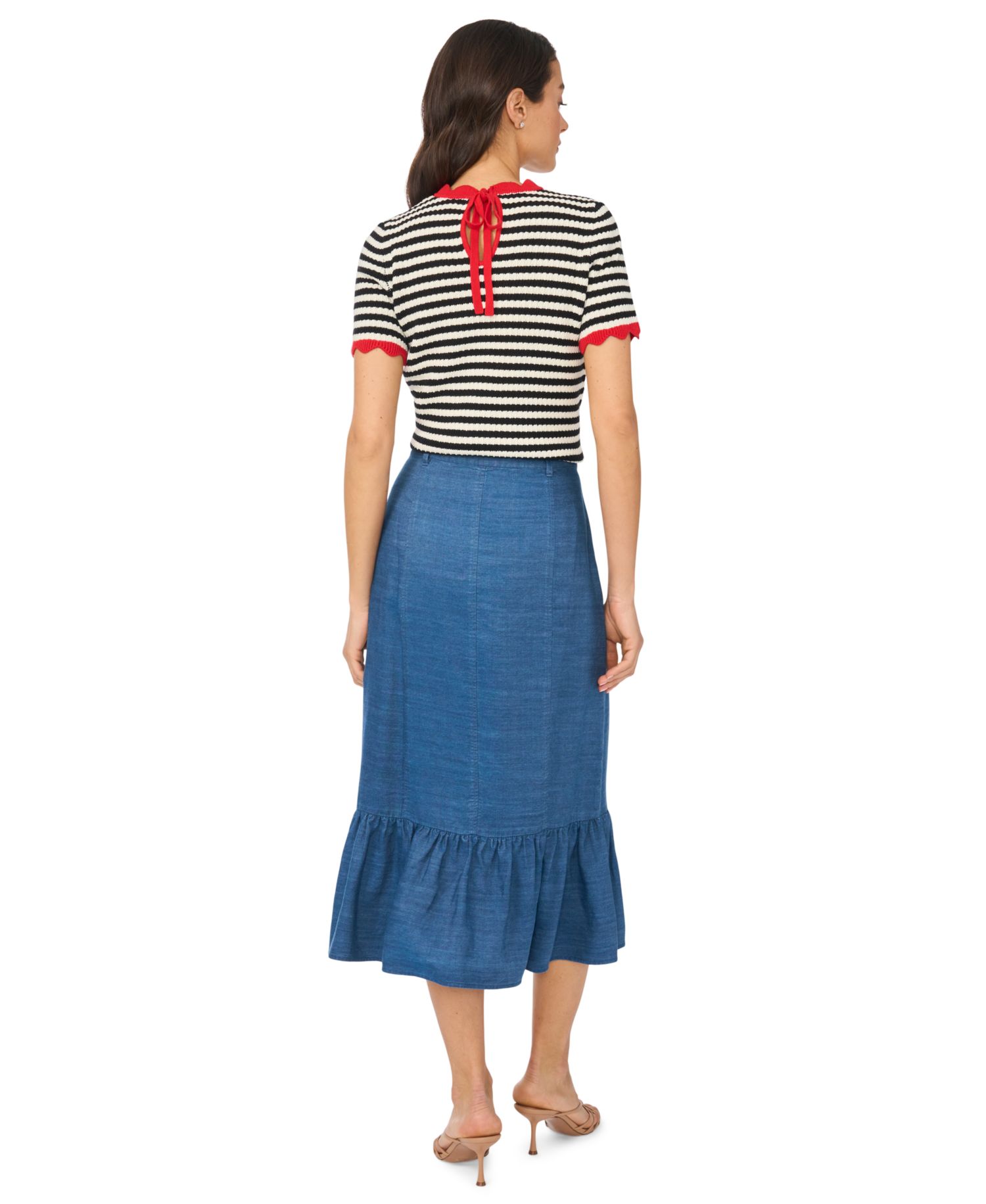 Women's Striped Pointelle Sweater