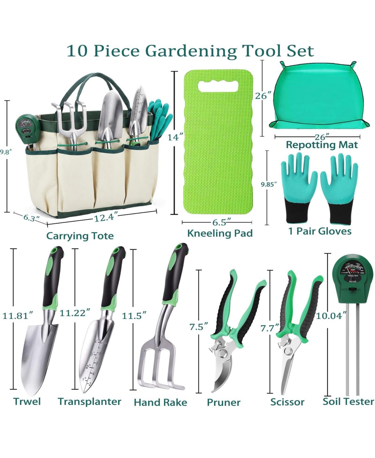 Xdovet Garden Tools Set Aluminum Kit Soil Tester Repotting Mat Kneeling Pad Gift Women Mom