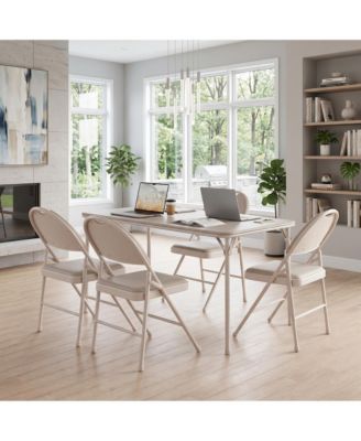 4 Pack PU Leather Cushioned Folding Chairs with Ergonomic Wide Back and Reinforced Metal Frame - Nesting Stackable Portable Seating for Events