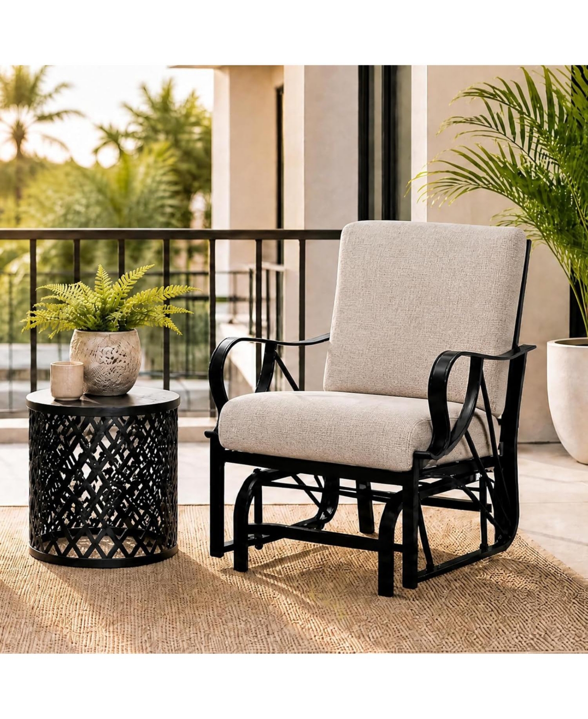 gaomon Set of 2 Outdoor Glider Rocking Chair, Glider Swing Chair for Garden, Yard, Lawn, Patio Rocker