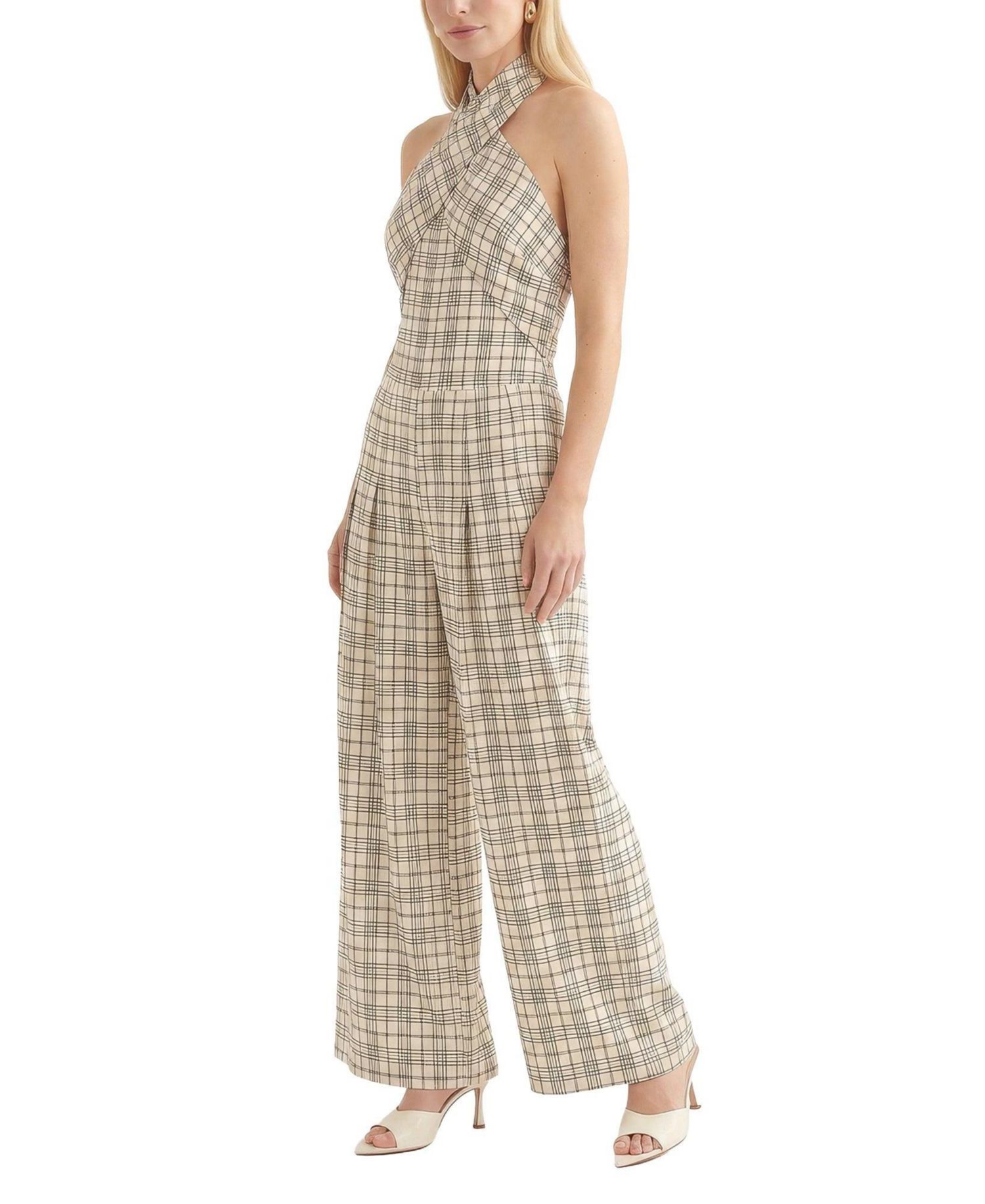 Women's Ardern Halterneck Check Culotte Jumpsuit