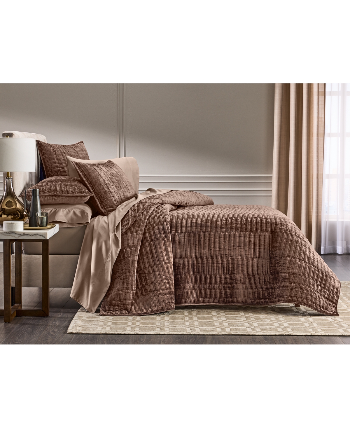 Hotel Collection Bevel Velvet Quilted 3-Piece Coverlet Set, King, Macy's Exclusive