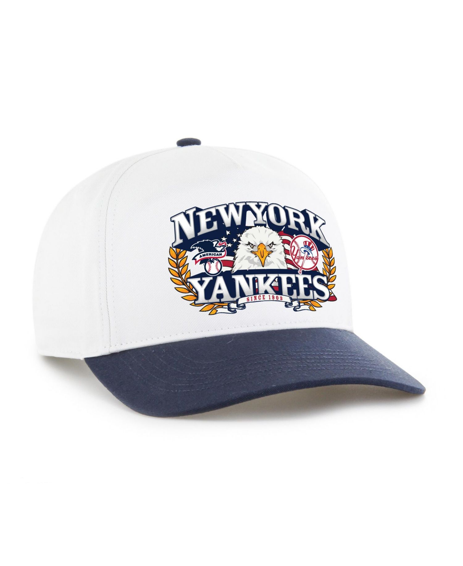 Men's White, Navy New York Yankees Americana Eagle Hitch Adjustable Hat