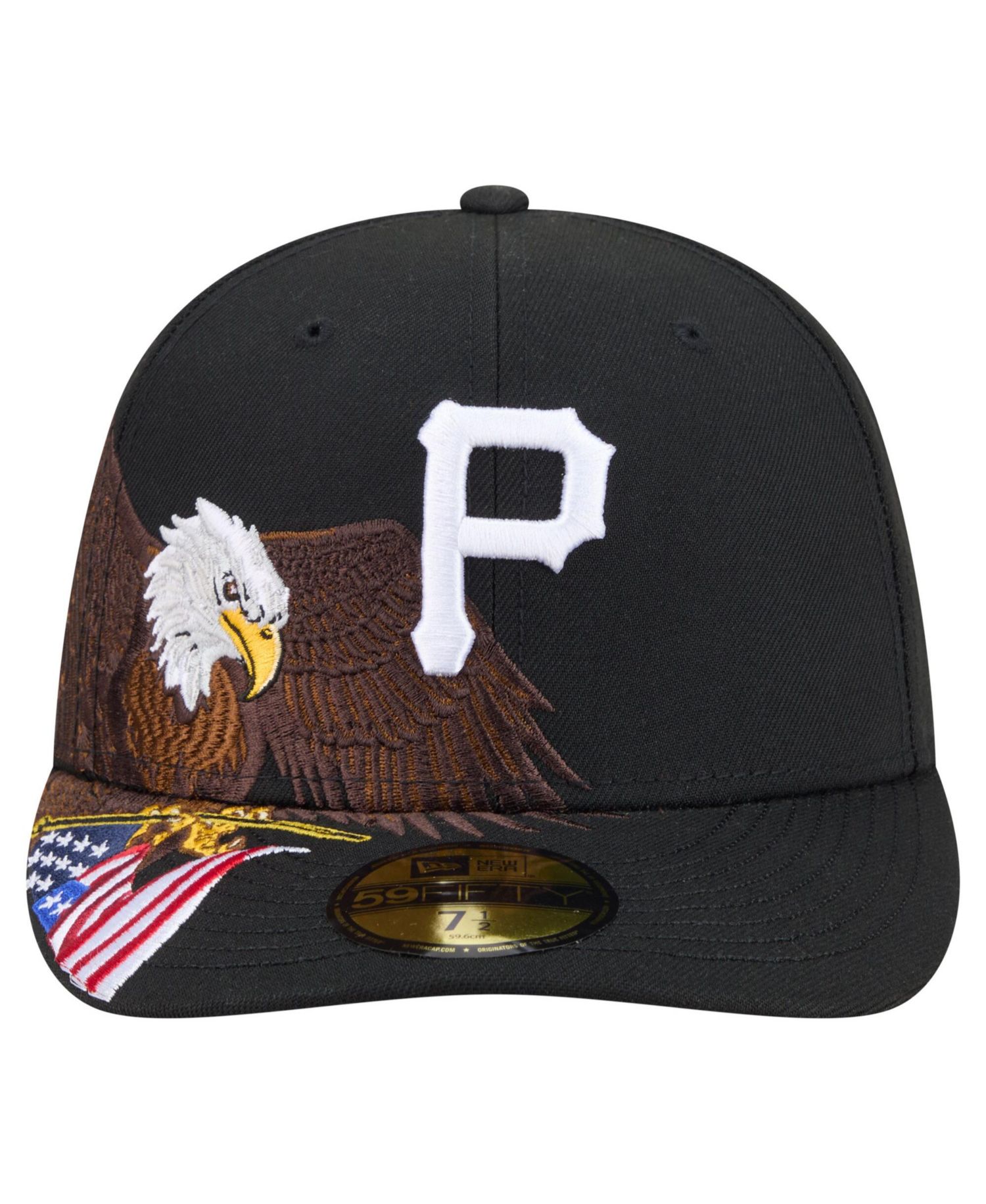 Men's Black Pittsburgh Pirates Americana Bald Eagle Pre-Curved 59FIFTY Fitted Hat