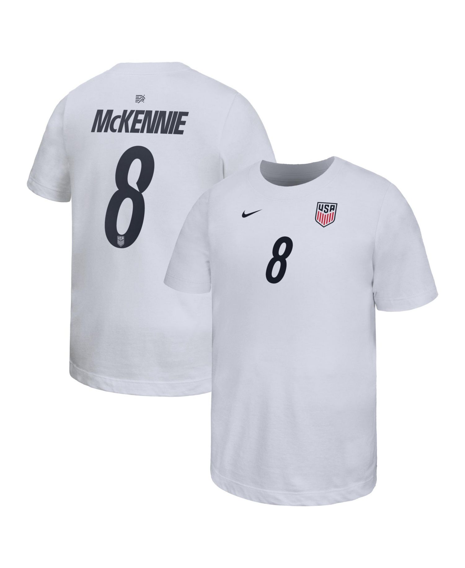 Big Boys and Girls Weston McKennie White USMNT Home Player Name & Number T-Shirt