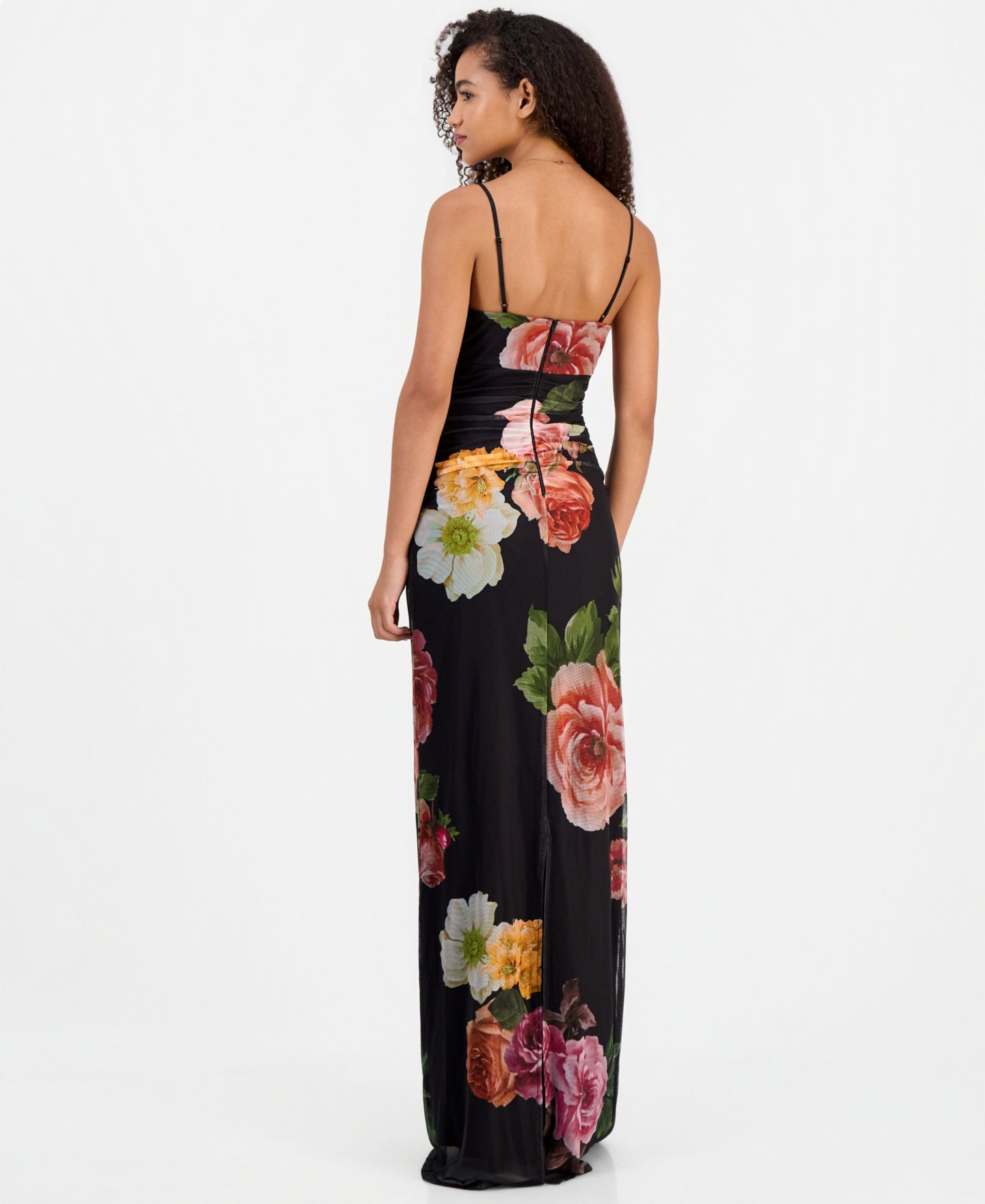 Женское платье Emerald Sundae Juniors' Cowl Neck Floral Mesh Sleeveless Gown, цвет: Чёрный — фото 8