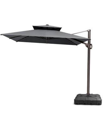 Outdoor Patio Double Top 9X12Feet Aluminum Cantilever Umbrella With Wheel Base