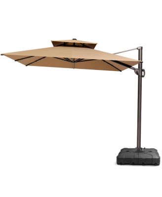Outdoor Patio Double Top 9X12Feet Aluminum Cantilever Umbrella With Wheel Base