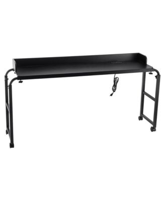Mobile Overbed Desk with Power Outlets and USB Ports 4 Wheels Adjustable