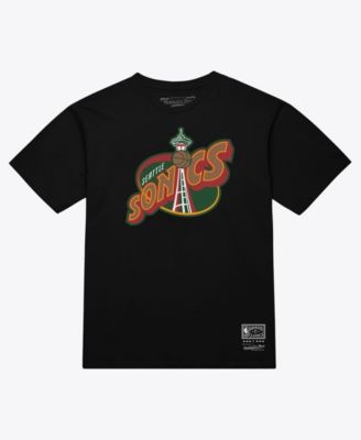 Men's and Women's Black Seattle Supersonics Hardwood Classics Arch T-Shirt