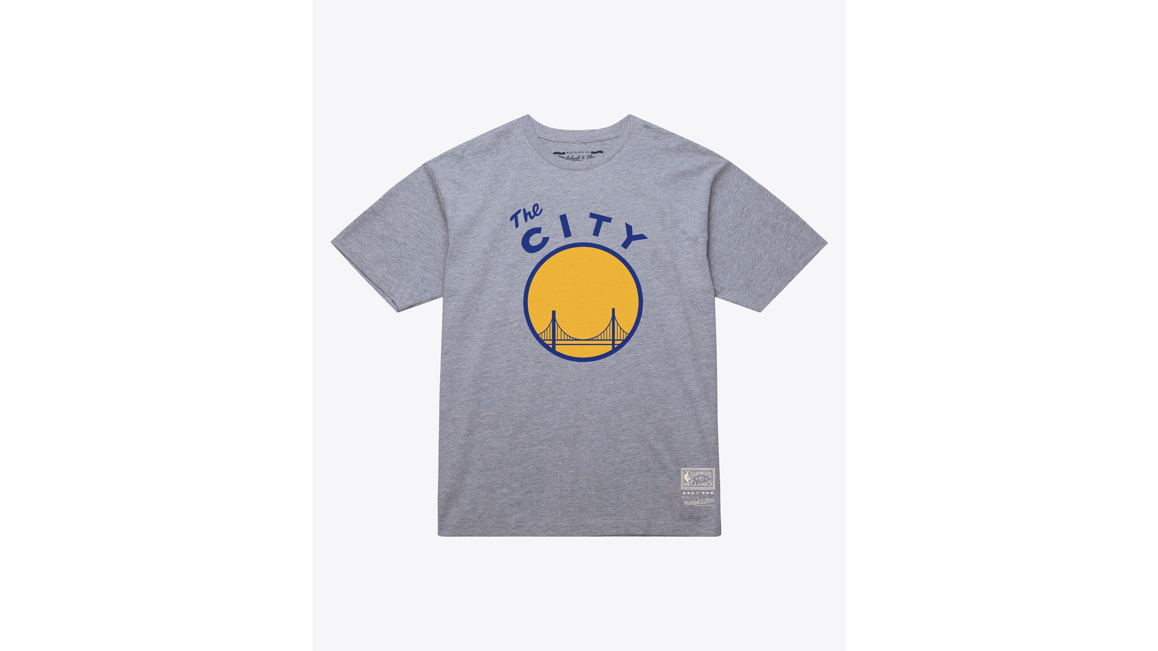 Mitchell & Ness Men's and Women's Heather Gray Golden State Warriors Hardwood Classics Arch T-Shirt