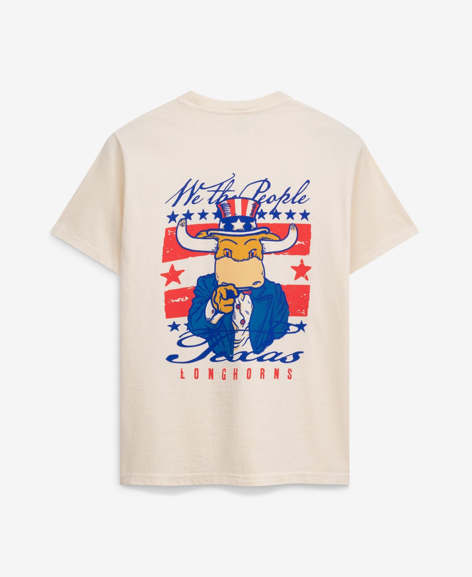 Men's Cream Texas Longhorns Uncle Sam Mascot T-Shirt