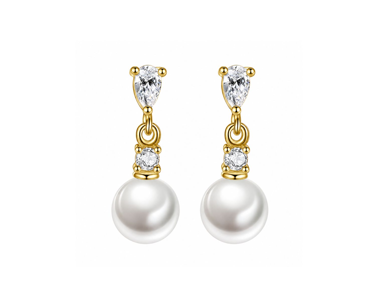 Pear Cut Cubic Zirconia Faux Pearl Drop Earrings