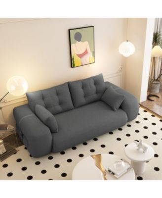 78.7" Folding Sleeper, 3-in-1 Convertible Sofa Bed - Teddy Velvet Floor Sofa