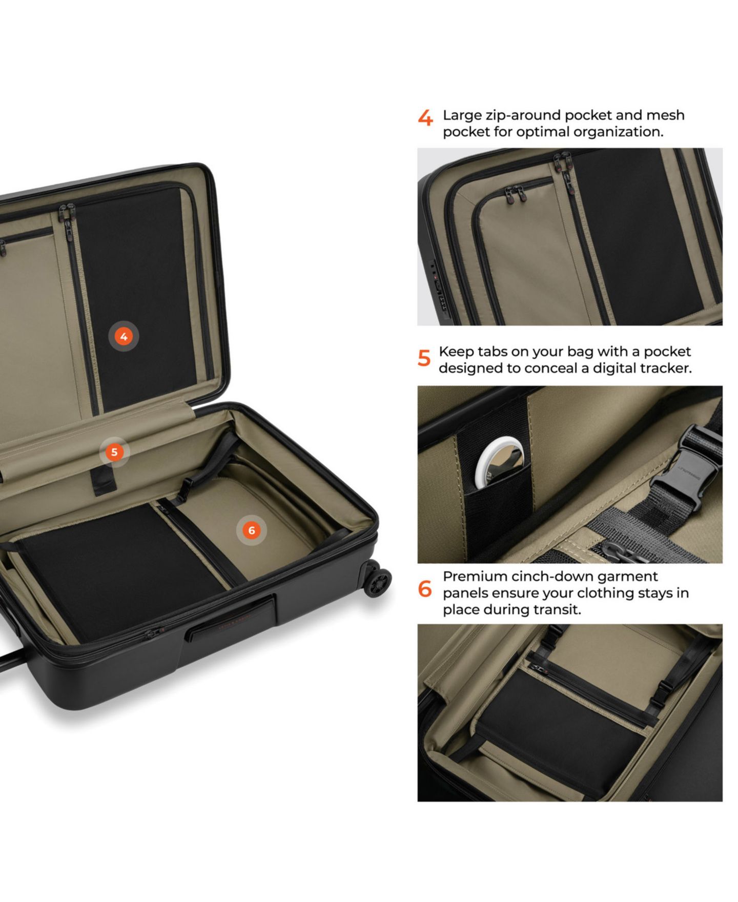 Чемодан Briggs & Riley ZDX Medium Hardside Expandable Spinner, цвет: Чёрный — фото 9