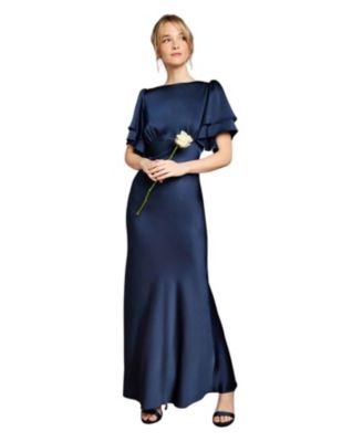 Women's High Neck Crepe Maxi Dress