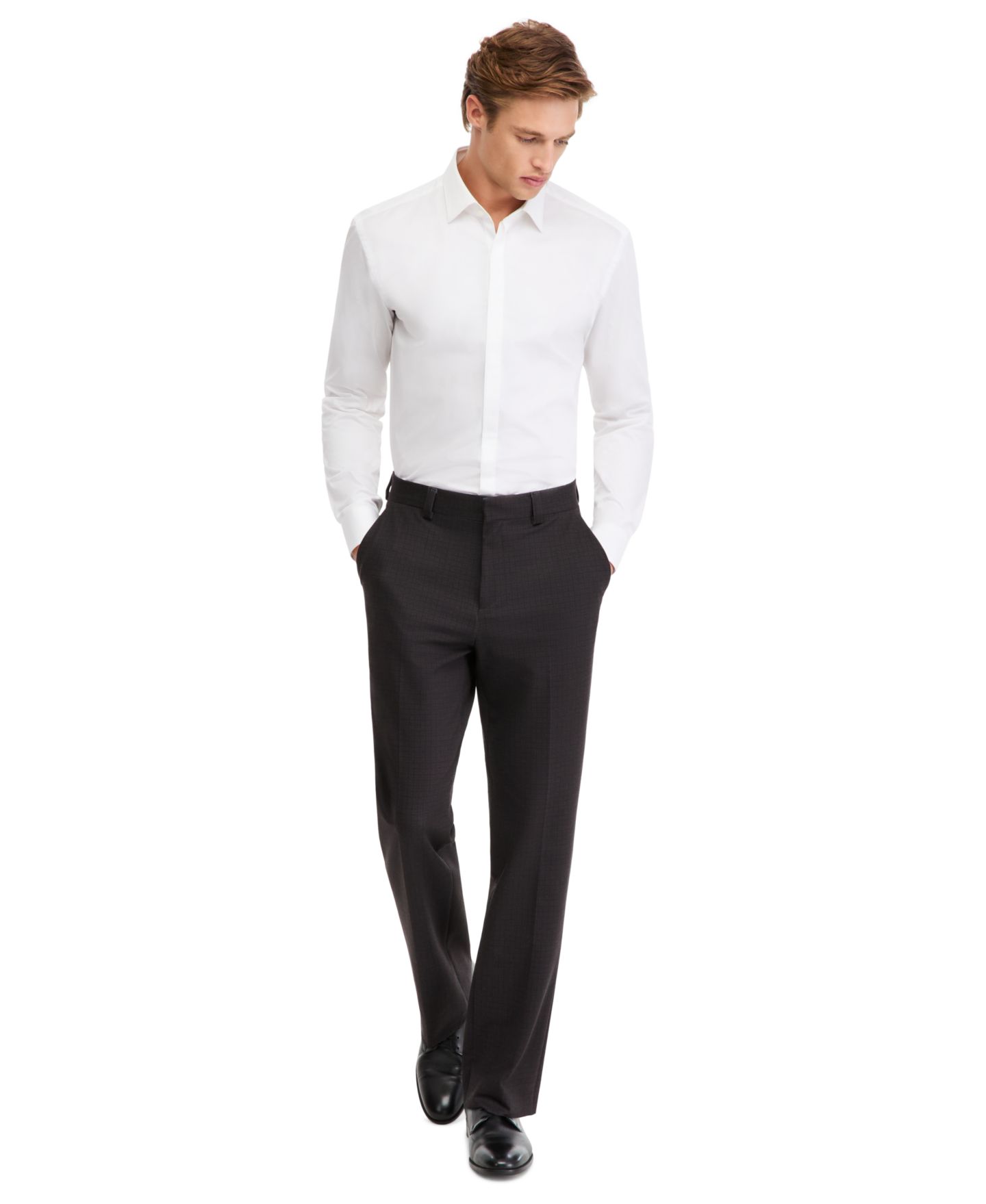 Мужские брюки Hugo Boss Modern-Fit Suit Pant, цвет: Бордовый — фото 1