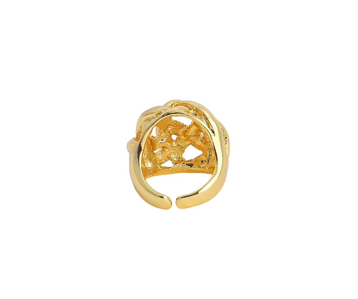 Sohi Women's California Gold The Basket Weave Statement Ring