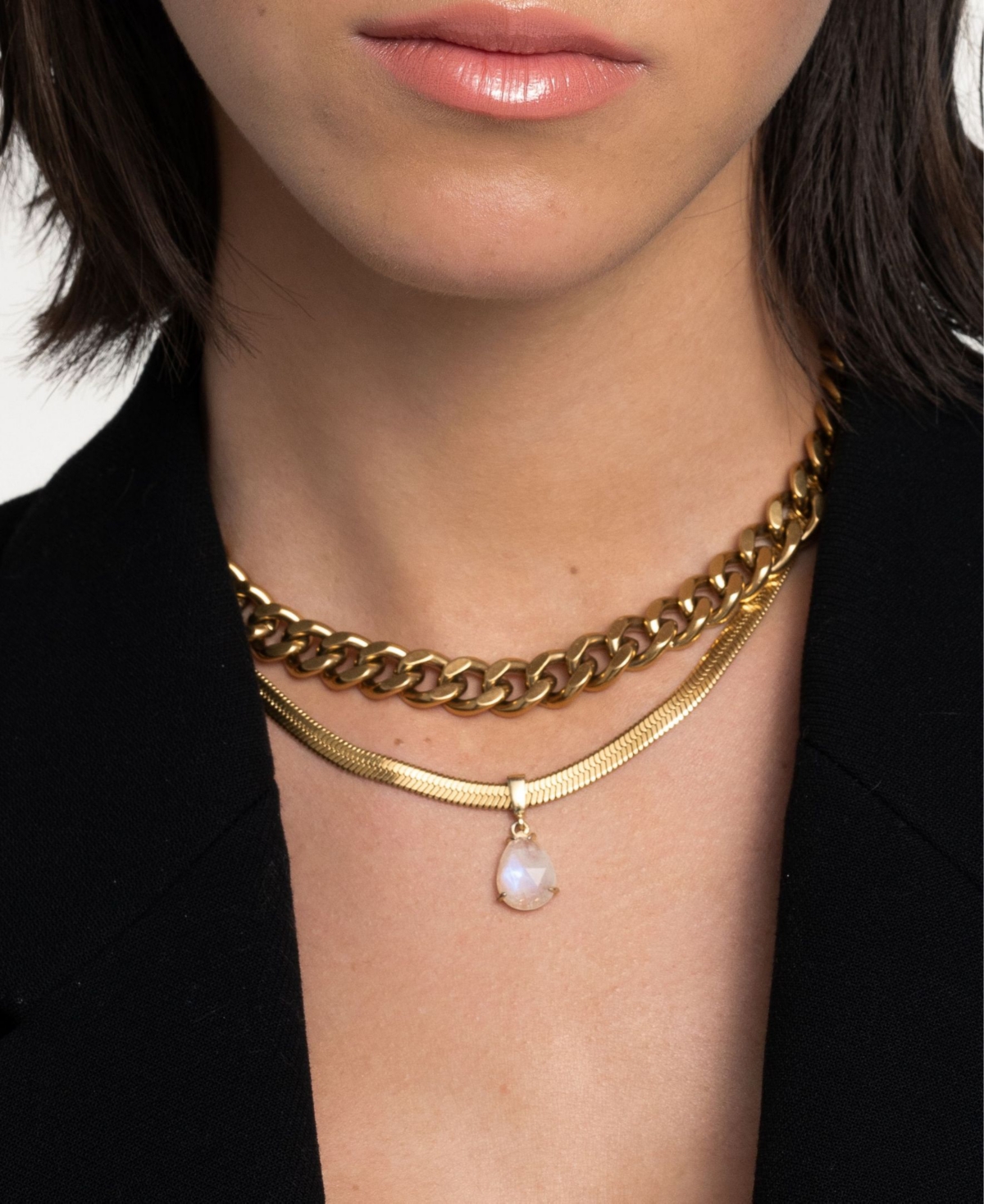 St. Moran Tarnish-Resistant Gold Curb Chain Alize Necklace