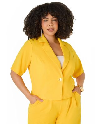 Women's Plus Size Cropped Crepe Blazer
