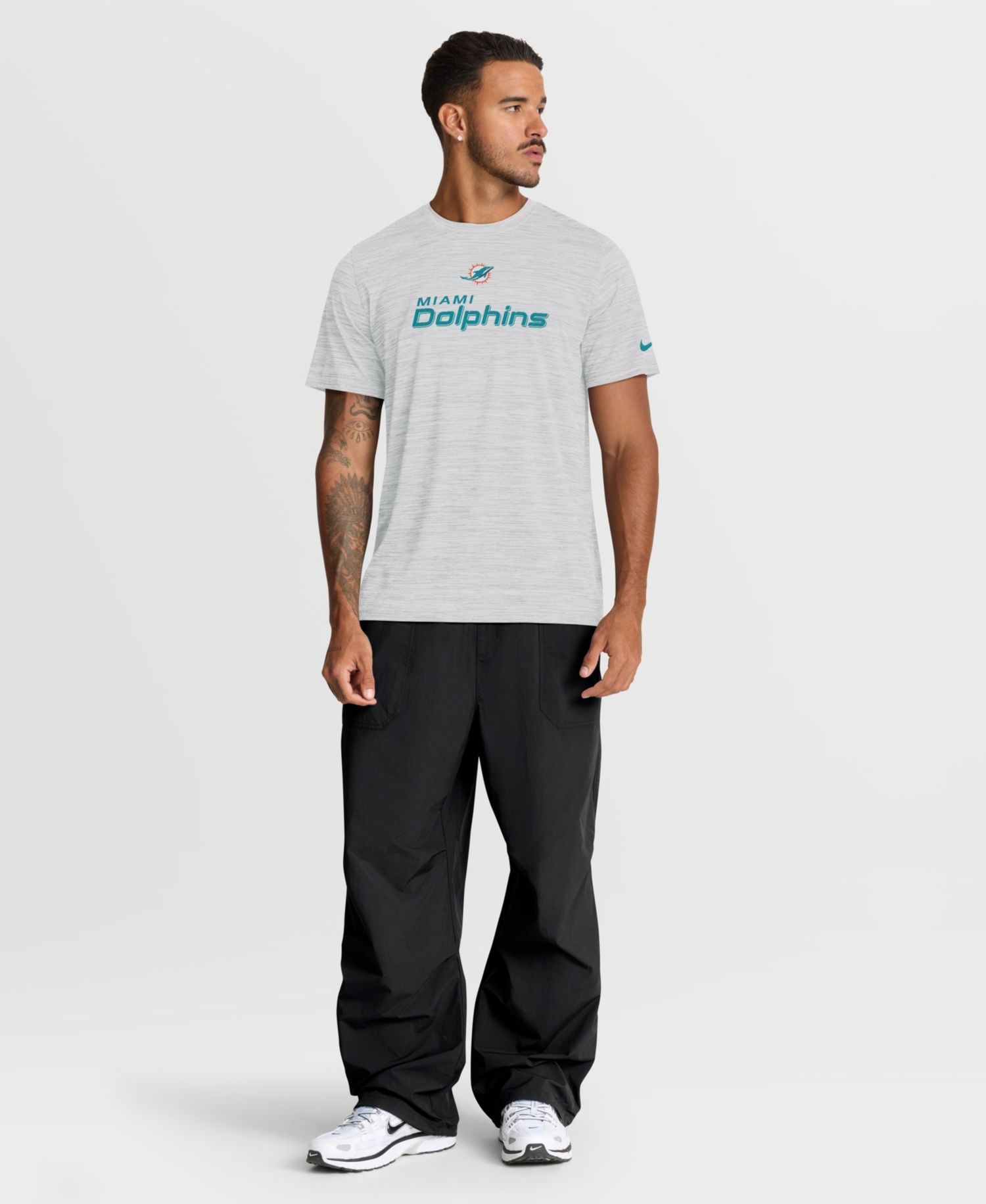 Men's Ash Miami Dolphins Velocity Endurance Run Dri-FIT T-Shirt