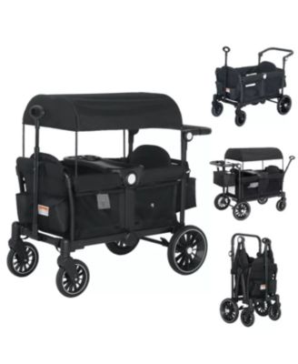 Baby All-Terrain Wagon Stroller for Two with Canopy, Snack Tray, Storage and Shock-Absorbing Wheels
