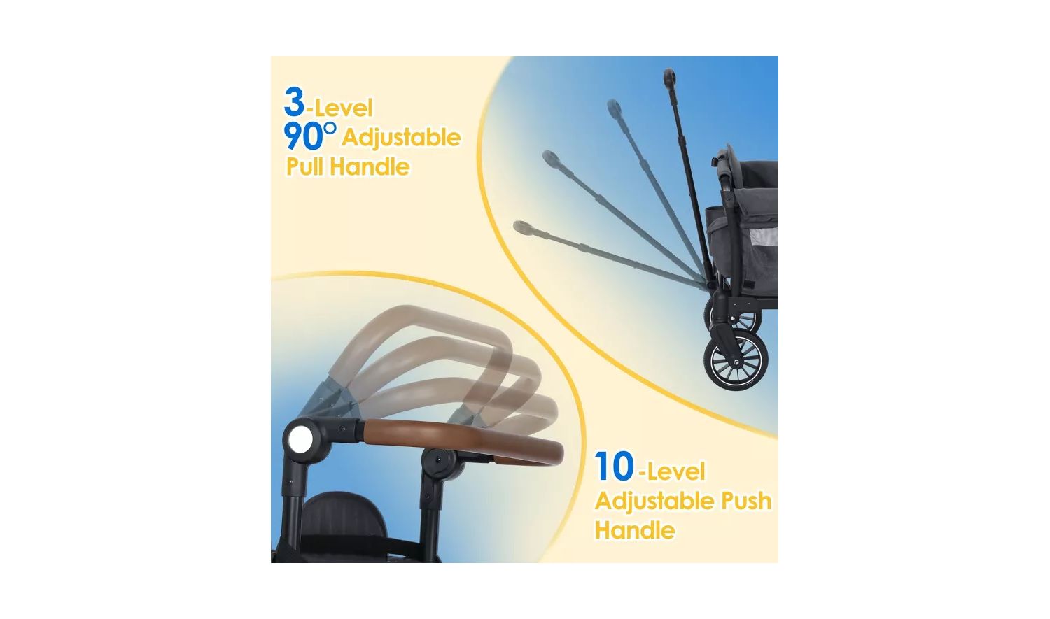 Baby All-Terrain Wagon Stroller for Two with Canopy, Snack Tray, Storage and Shock-Absorbing Wheels