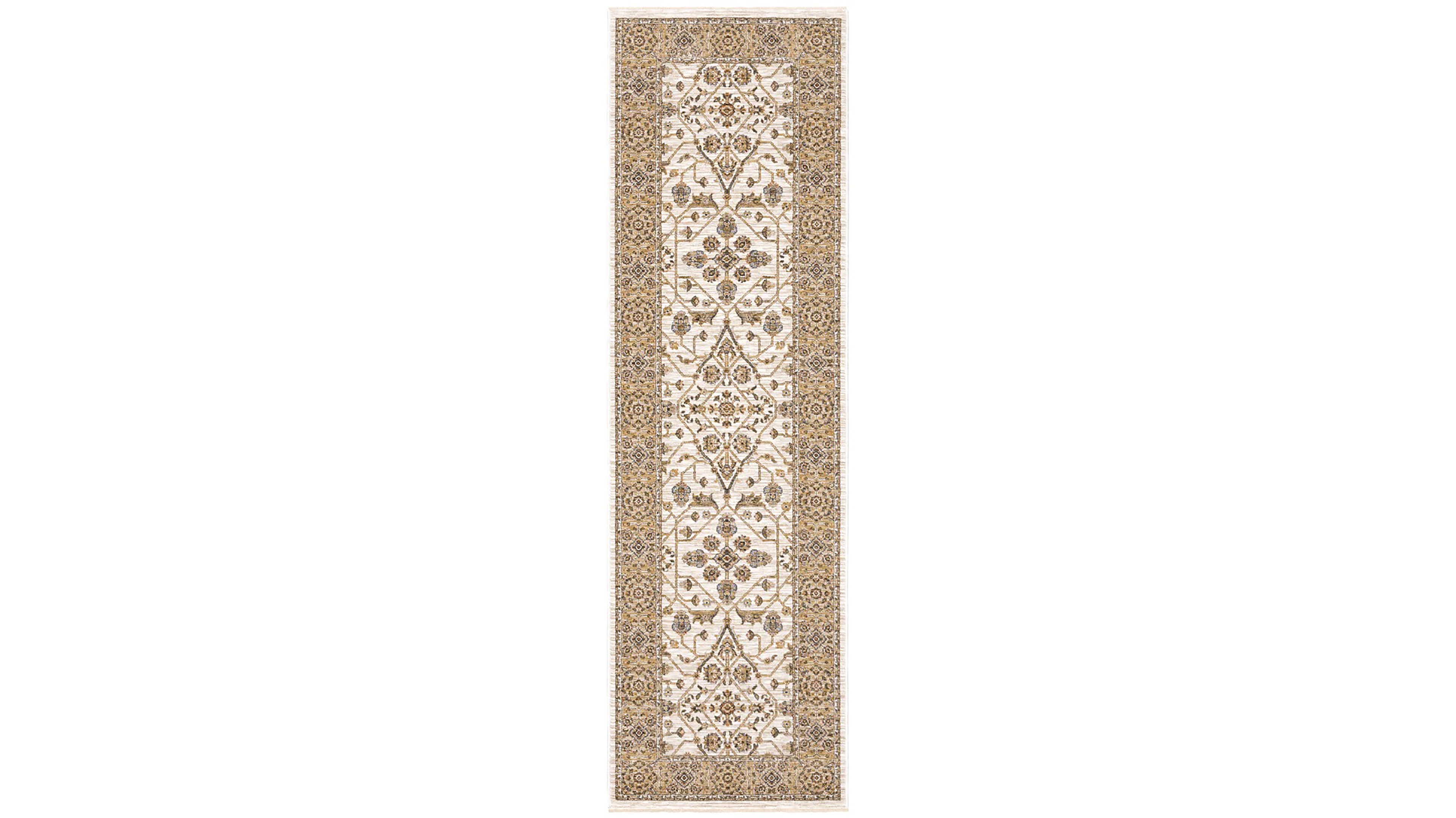 Oriental Weavers Maharaja 1J Ivory and Gold 2'3" x 7'6" Runner Rug