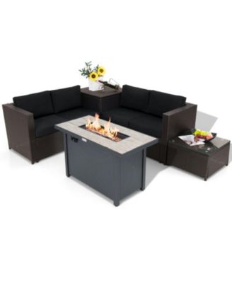 5-Piece Patio Conversation Set with 60,000 BTU Propane Fire Pit Table