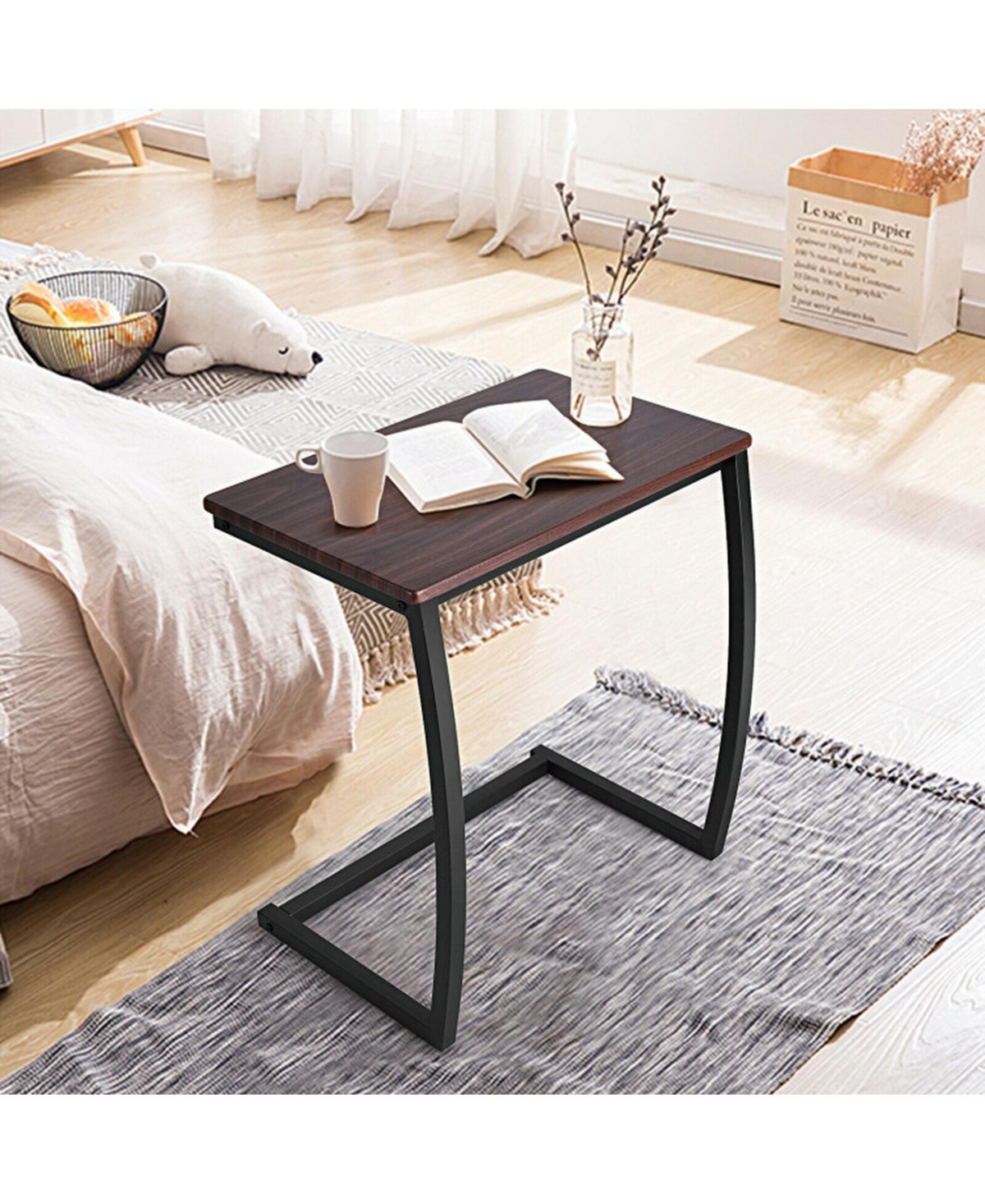 Gouun Steel Frame C-Shaped Sofa Side End Table