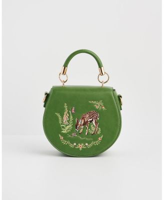 Women's Fawn and Snail Embroidered Top Handle Bag