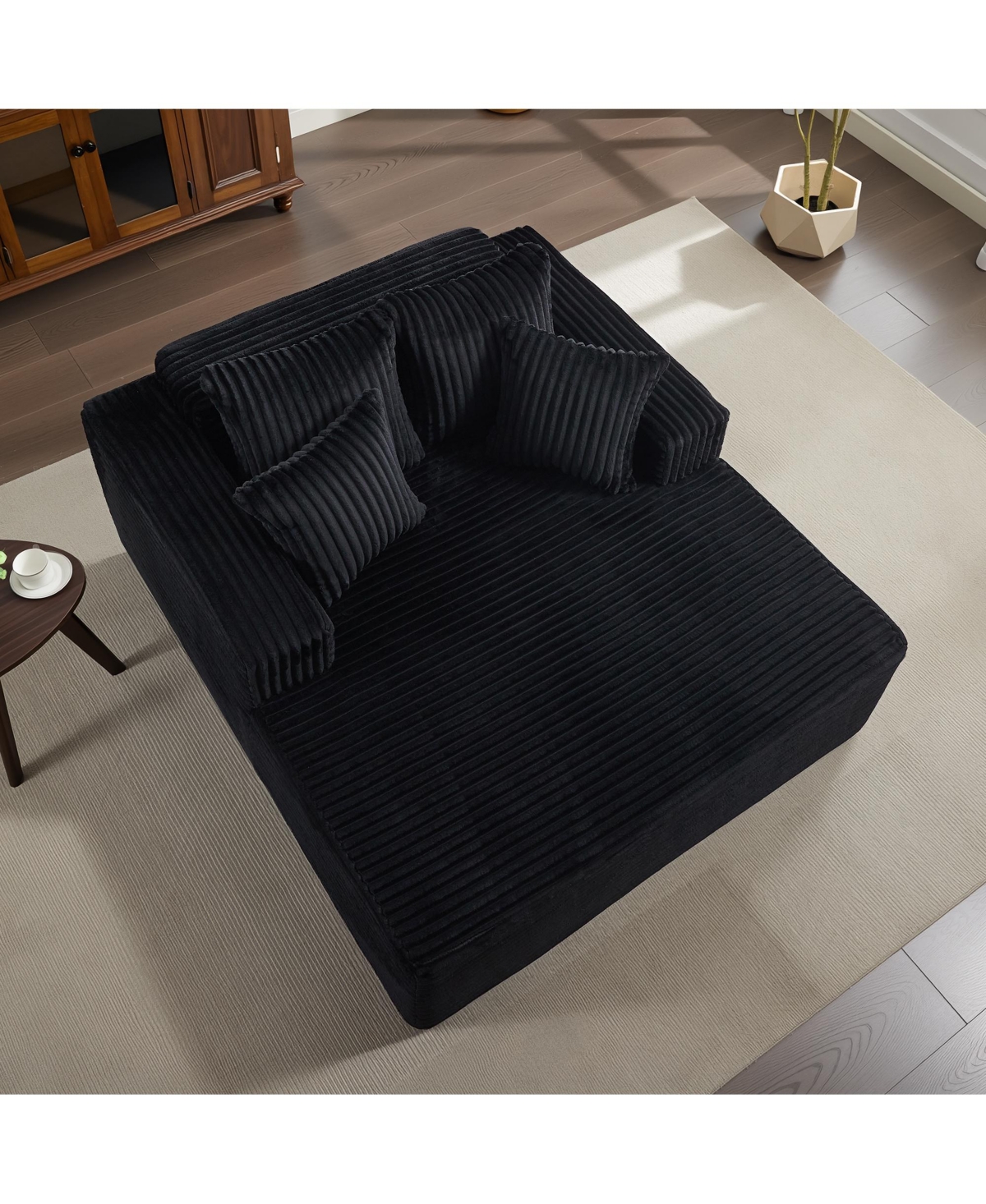 gaomon Extra-Large Corduroy Frameless Sofa Bed with Armrests and 4 Plush Pillows-Perfect for Apartments, Living Rooms, Bedrooms