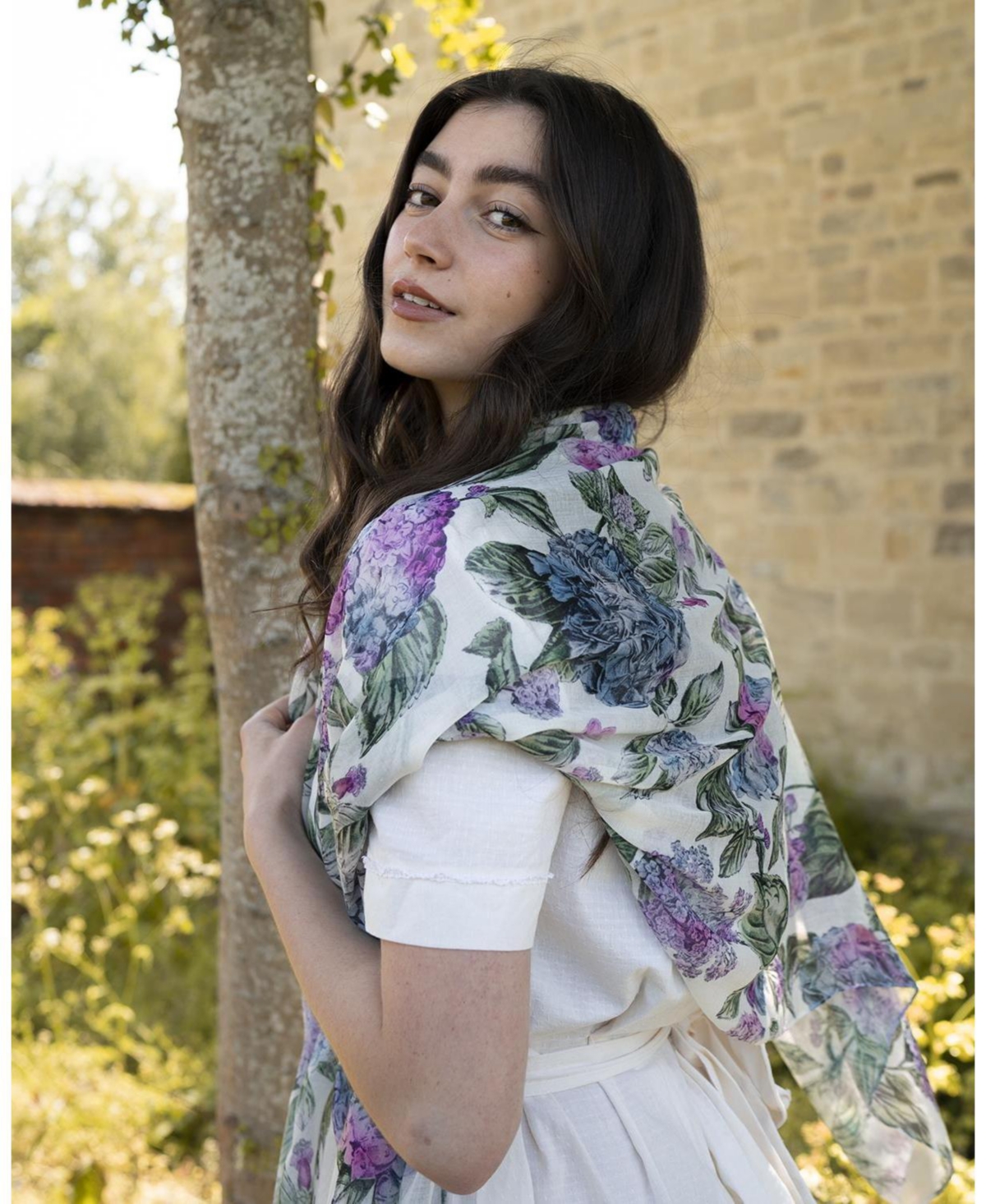 Fable England Women's Hydrangea Light Weight Scarf