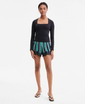 Women's Lace-Trim Satin Shorts