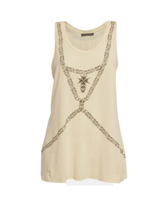 Women's Chain Printed Cotton Knit Crossover Back Tank Top