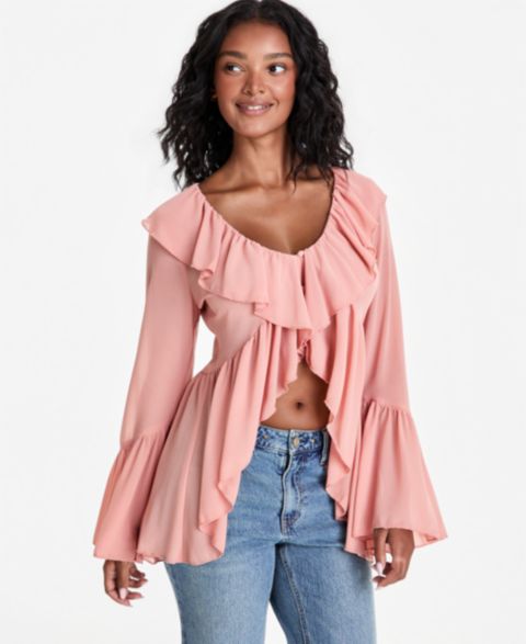 Женская блузка And Now This Chiffon Ruffle Tunic Blouse, цвет: Глиняный