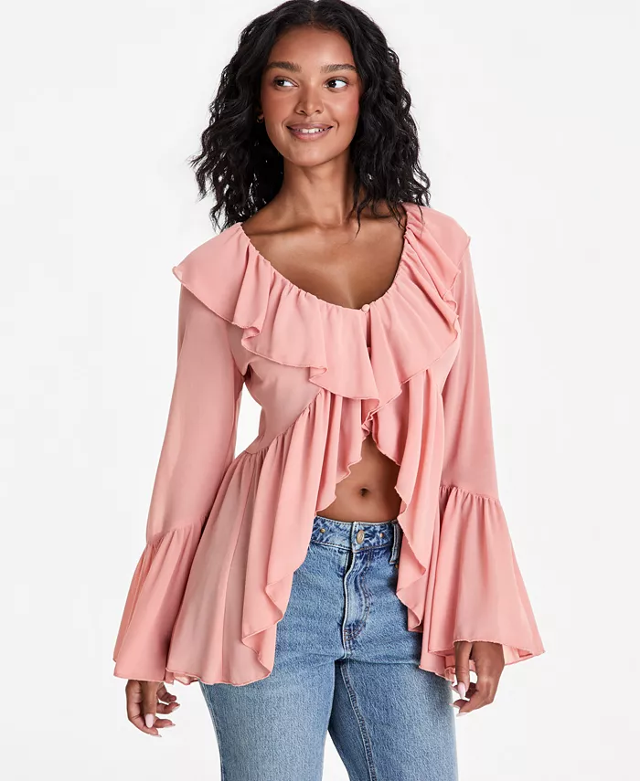 Women's Chiffon Ruffle Tunic Blouse