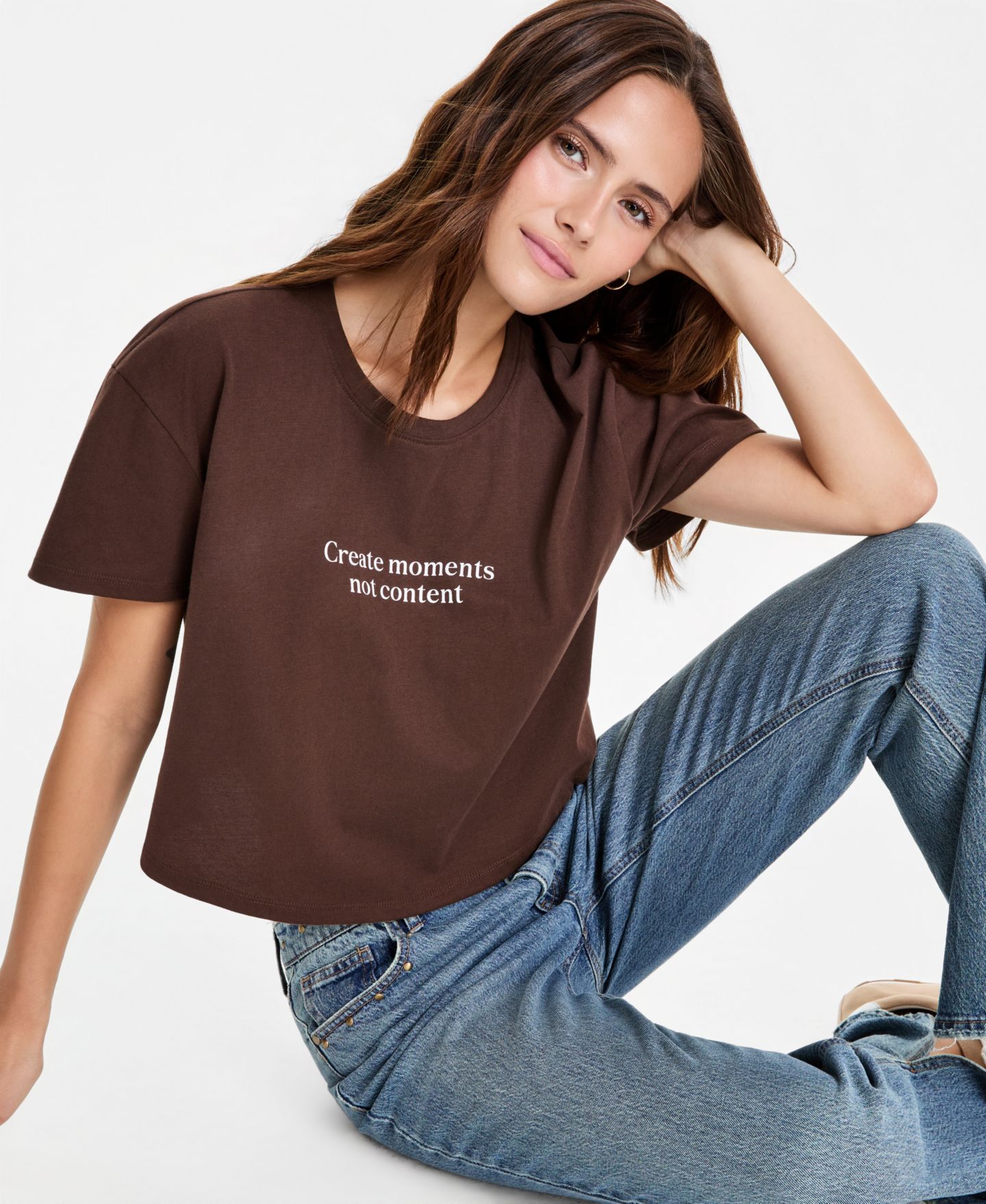 Женская футболка And Now This Cotton Cropped Create Moments, цвет: Тёплый сиена — фото 2
