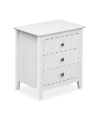 3 Drawer Farmhouse Nightstand with Wood Grain Finish and Storage Drawers