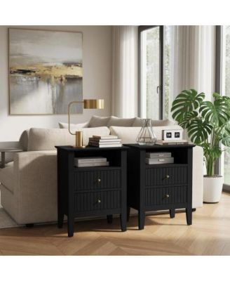 18"W Fluted Nightstand with 2-Drawer (Set of 2)