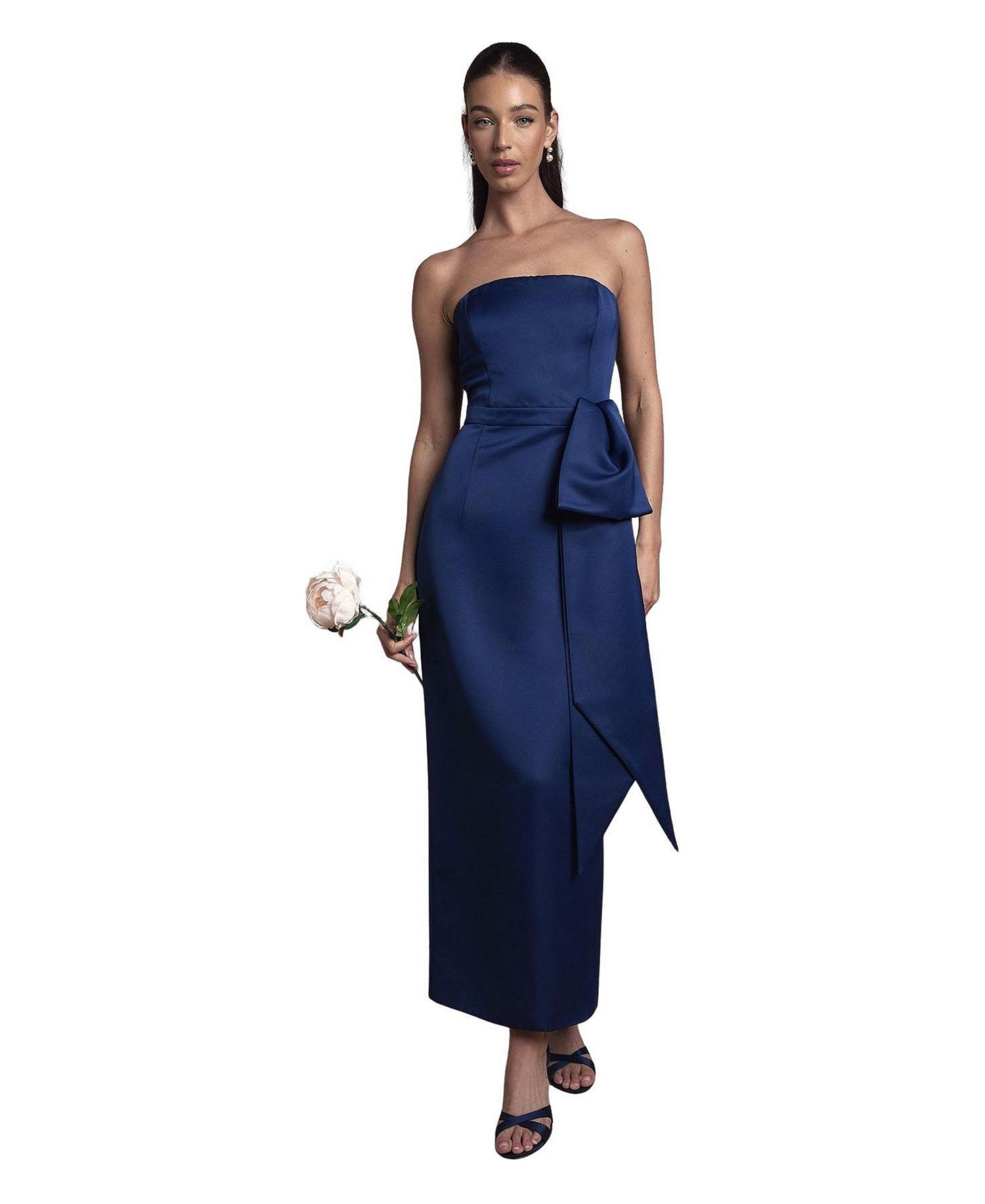 Women's Bandeau Bow-Waist Maxi Dress