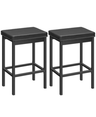 Counter Height Bar Stools 2 Piece with Thick Padded Seat and Metal Base