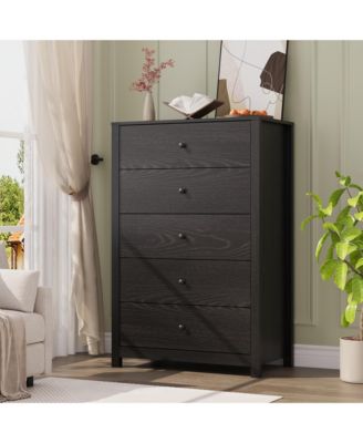 Tall 5 Drawer Dresser with Deep Drawers and Metal Knobs for Bedroom, Entryway, Hallway