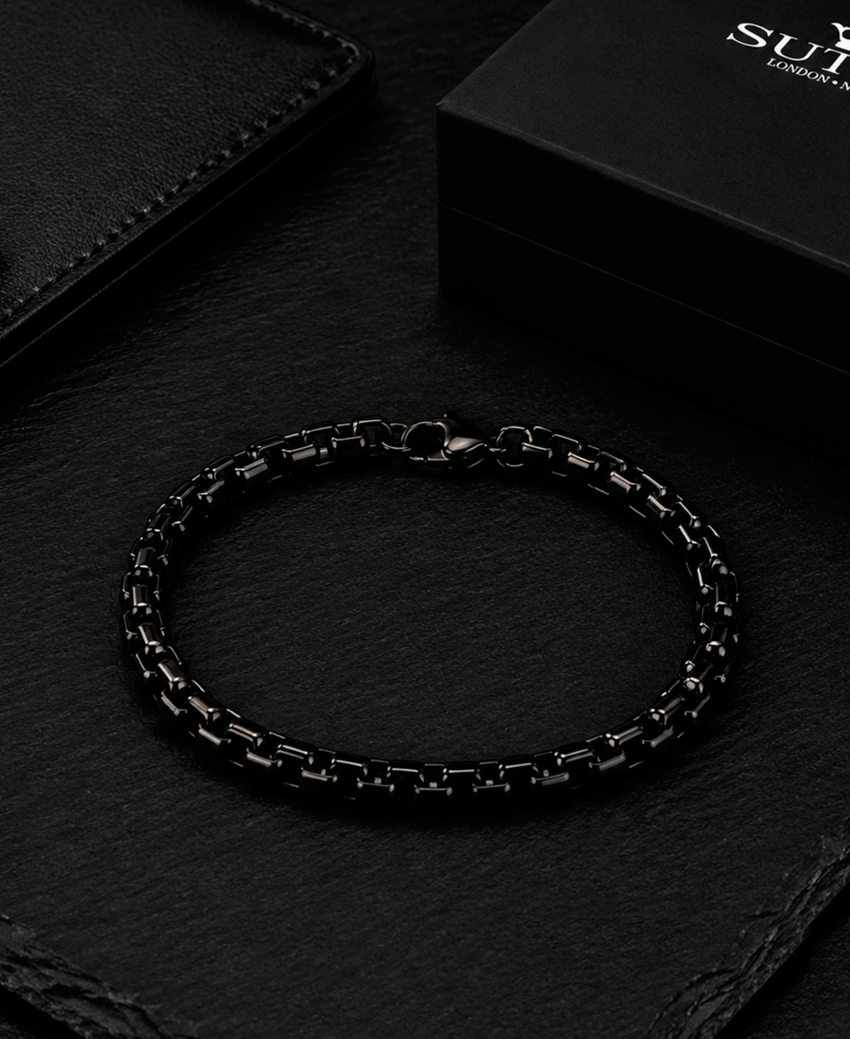Rhona Sutton Men's Rolo Black-Plated Stainless Steel Chain Bracelet