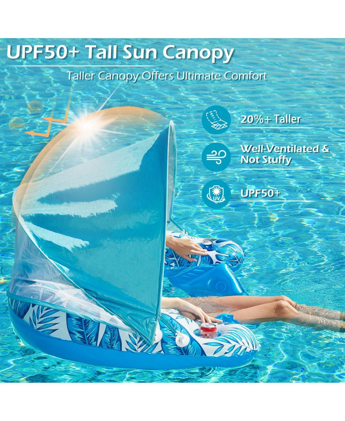 Aofar Pool Float Inflatable Lounge Chair Cup Holder
