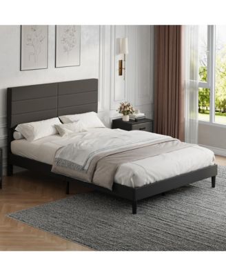 Upholstered Platform Bed Frame, Linen Bed Frame with Adjustable Headboard and 800 Lb Capacity for Bedroom