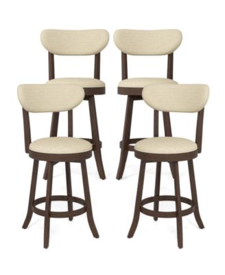 Set of 4 25.5'' Counter Height Chairs with Padded Seat and Backrest Rubber Wood
