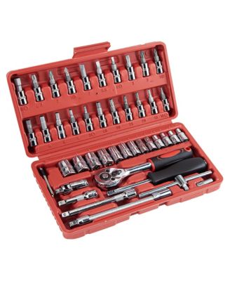 1/4inch  Drive Socket Set Ratchet Wrench Metric Bits Extension Bar Case