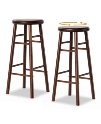 Set of 2 29'' Swivel Bar Stools with Backless Design Footrests and Strong Crossbars