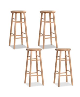 Set of 4 29'' Swivel Bar Stools with Backless Design Footrests and Strong Crossbars